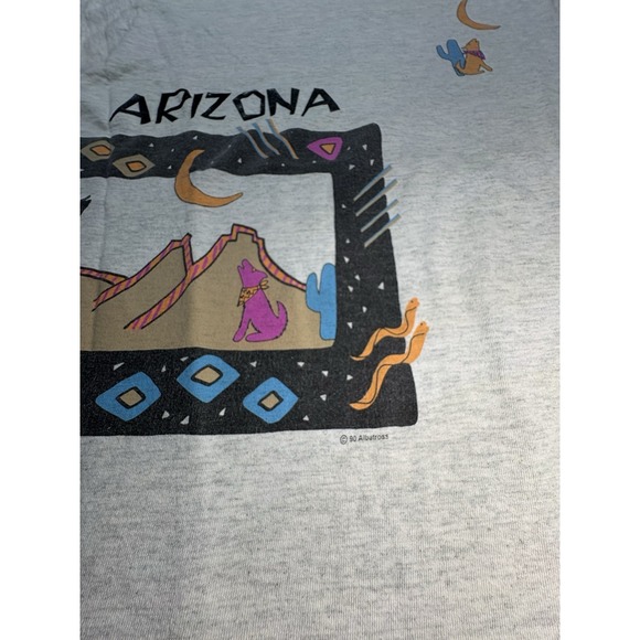 Vtg 90s Arizona Wolf Abstract Art T Shirt Large Wrap Around Single Stitch 80s - Picture 4 of 13